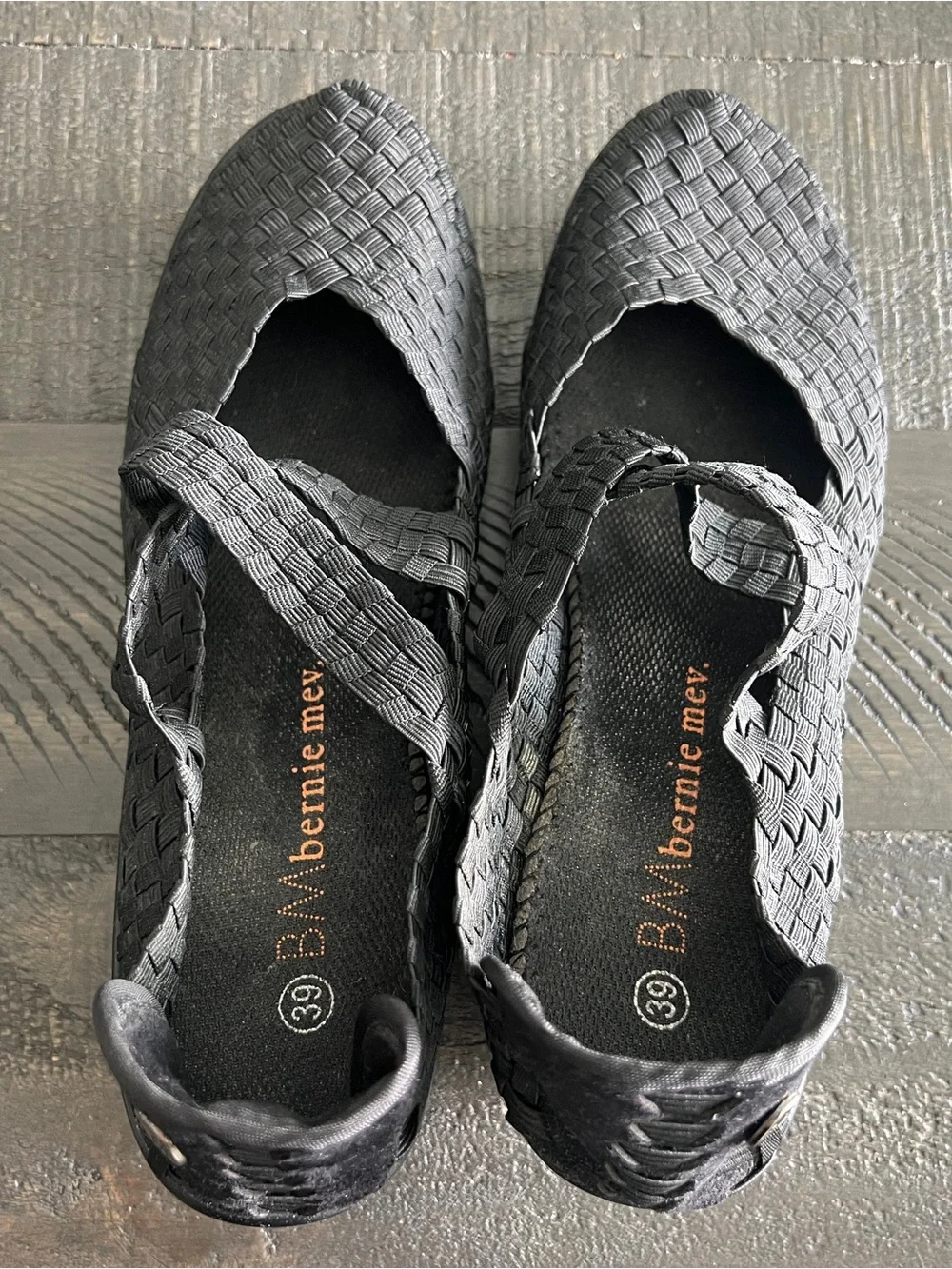 Bernie Mev Black Wedge Mary Jane Flats Minimalist Comfort Balletcore Shoes EU 39